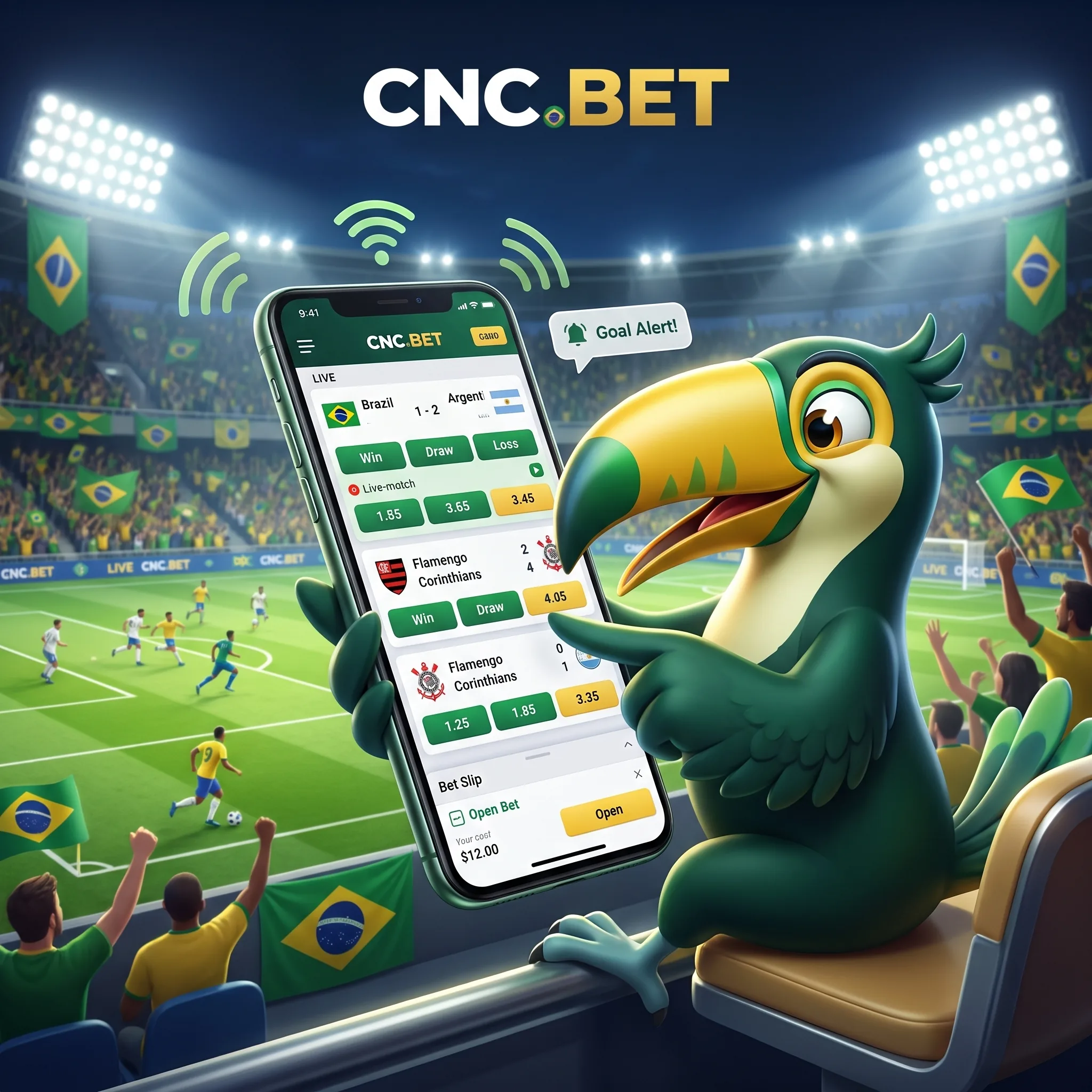 Aplicativo móvel CNC Bet com esportes, cassino e Pix